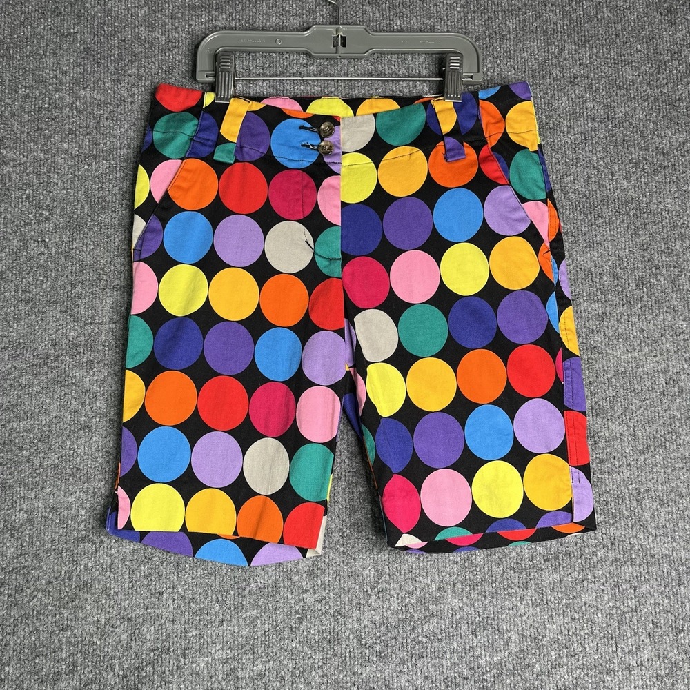Loudmouth Golf Shorts Bright Rainbow Polka Dots Bermudas Cotton‎ Blend Women's 0